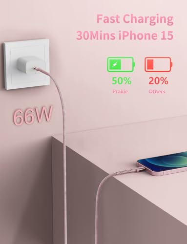 USBC Cables 6FT, 2Pack USB C to C Charger Cable, Long USBC Fast Charging - color: Pink, size: 6FT, style: USB C to USB C