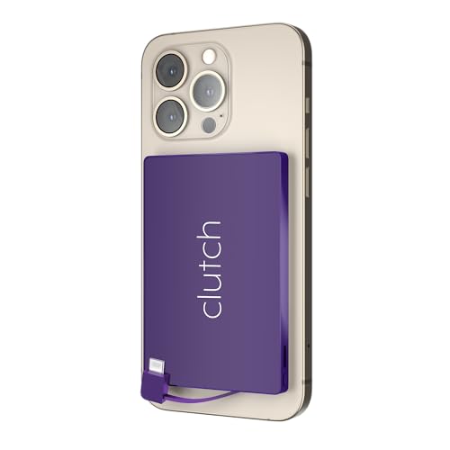 Clutch - Pro USB-C Portable Charger - Compatible with iPhone 15, 16, 17 & Android Devices - Power Bank Magnetic Battery - TSA Travel Approved - USB Rechargeable - Built-in Cable - 5000 mAh - 3.7oz - color: Purple