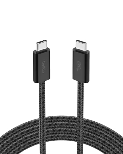 Belkin USB C to USB C 60W Braided Cable 6.6ft iPhone Charger Cord - color: Black, style: 6.6 ft