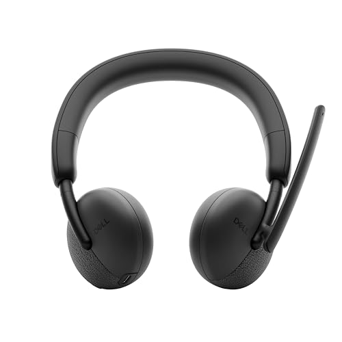 Dell WL3024 Wireless Headset - Leatherette Headband, Built-in AI-Based Noise Cancellation Microphone, Boom mic - Black