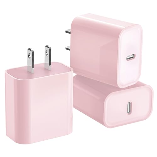 3Pack iPhone 17/16/15 Charge Block, USB C Charger,Pink Charger Adapter Plug - color: Pink