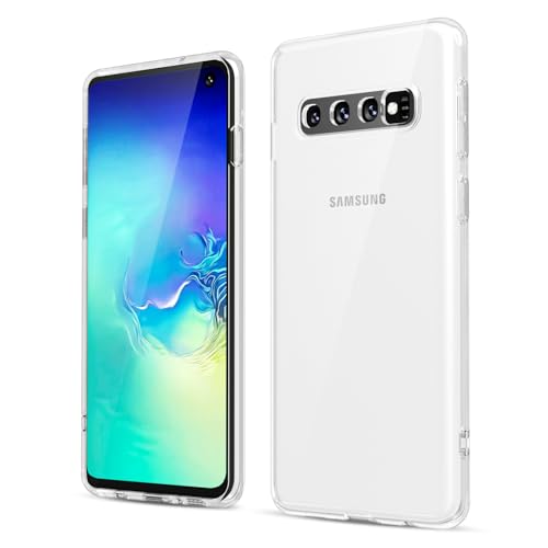 oakxco for Samsung Galaxy S10 Plus Phone Case Liquid Silicone Grip, Cute Thin Slim Soft Rubber TPU Plain Smooth Gel Cover for Women Girl Aesthetic Design, Matte Solid Protective & Shockproof, Clear - color: Clear, size: S10 Plus