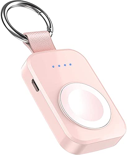 iVALUX Portable Wireless Charger for Apple Watch Travel Keychain Power Bank - color: Pink