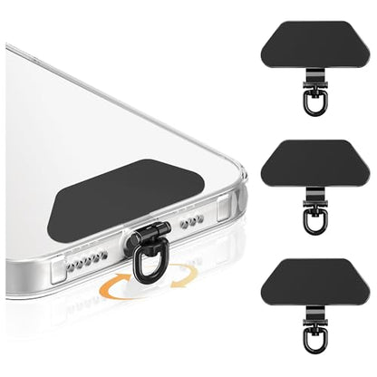 COCASES Metal Phone Tether Tab, Ultra-thin 360° Rotating Phone Lanyard Tab - color: Black*3