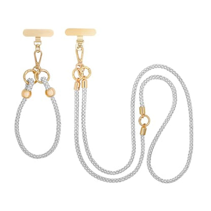 ABJFJE Crystal Phone Lanyard Crossbody & Wrist Strap Phone Strap Crossbody & Wrist Lanyard Anti Theft Phone Strap for Women - color: White 1