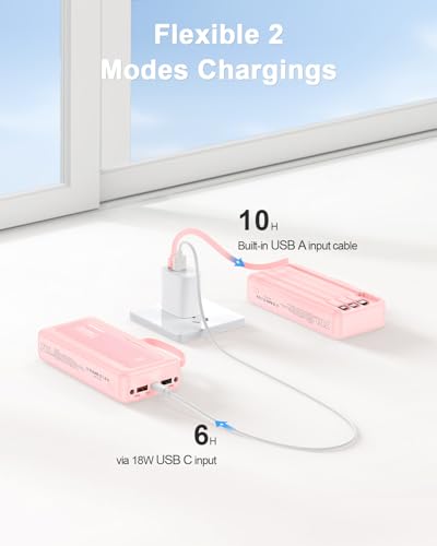 Portable Charger 27000mAh 30W Fast Charging Power Bank - color: Pink, size: 27000Mah