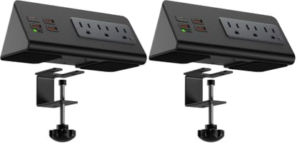 Upgraded,Desk Edge Clamp Mount Power Strips with USB Ports, PD20 W Fast Charging USB-C Port and 3 AC Outlets, Nightstand Charging Station,Office Tabletop Accessories,5.6 Ft Extension Cord (Pack of 2) - size: 2-Pack