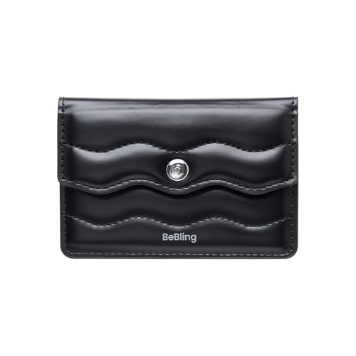 iFace BeBling MagSynq Card Wallet [MagSafe Compatible] Metallic Ripple Design, Vegan Leather, Suede-Lined Slim Magnetic Wallet for Cards & Cash [Fashion Tech Gift for Women] - Black - color: Black