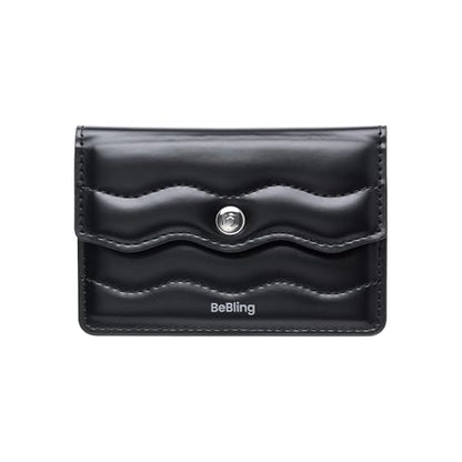 iFace BeBling MagSynq Card Wallet [MagSafe Compatible] Metallic Ripple Design, Vegan Leather, Suede-Lined Slim Magnetic Wallet for Cards & Cash [Fashion Tech Gift for Women] - Black - color: Black