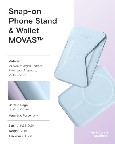 MOFT Magnetic Wallet Stand Compatible with iPhone 18/17/16/15/14/13 Series, Angle Adjustment Magsafe Compatible MOVAS Phone Stand - color: Soothing Mist, size: Standard
