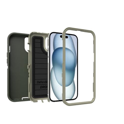 OtterBox iPhone 17e & iPhone 16e (Only) - Defender Series Case - Lichen The Trek (Green) - Screenless - Rugged & Durable - with Port Protection - Holster Clip Includes - Microbial Defense Protection - color: Lichen The Trek (Green), style: Non-MagSafe