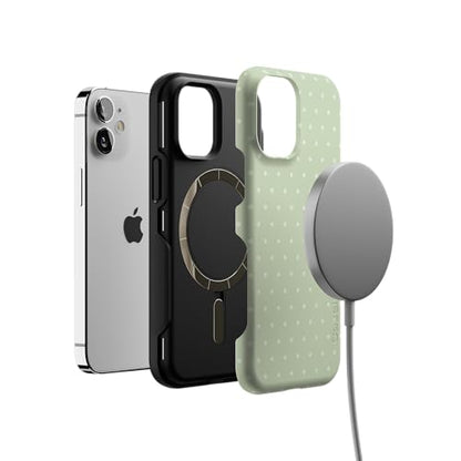 Casely iPhone 12 Mini Case | On the Dot | Green Polka Dot | Bold Protective Design | Compatible with MagSafe - color: On the Dot | Green Polka Dot, size: Iphone 12 Mini
