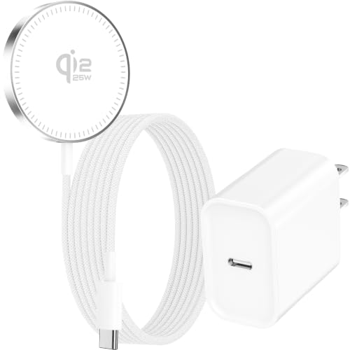 Apple MFi Certified Apple MagSafe Charger 25W 5FT Magnetic Wireless Charger - color: Milky White