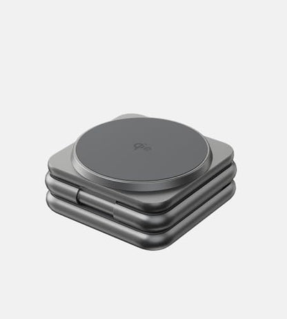 KUXIU Qi2-Certified 15W 3 in 1 Magnetic Wireless Charging Station for Apple - color: Gray