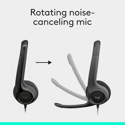 Logitech H390 Wired Headset PC/Laptop Stereo Headphones, USB-A, Black - color: Black, style: USB-A