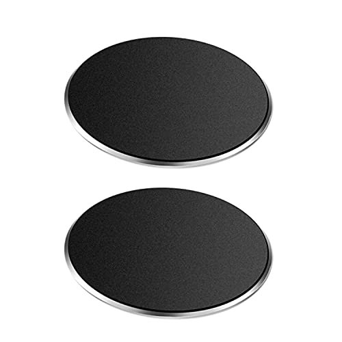 Replacement Metal Plates Set for Magnetic Car Phone Holders, Wall & Air Vent Mounts, Cases, Magnets. Kit of 2 Matte Black Round Iron Discs without Holes. 3M Adhesive Backing. Steel Disks 2 Pack. - color: Black / 2 Pack