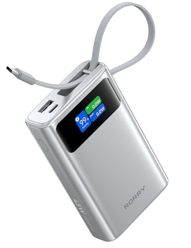 RORRY 45W Portable Charger, 20000mAh Power Bank, iPhone Battery Pack - color: Sliver