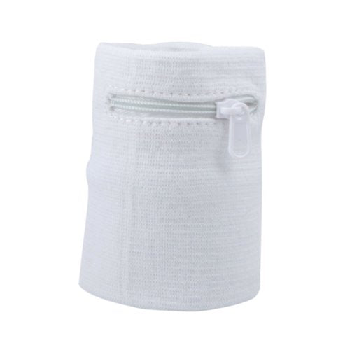 Suddora Zipper Wrist Pouch - Sweatband/Wristband Wallet for Keys, ID, Cards, Cash - color: White