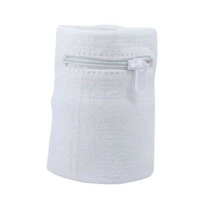 Suddora Zipper Wrist Pouch - Sweatband/Wristband Wallet for Keys, ID, Cards, Cash - color: White
