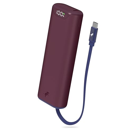 Nimble Champ Stretch Portable Charger with USB-C Cable, 10000mAh Power Bank - color: Dark Cherry