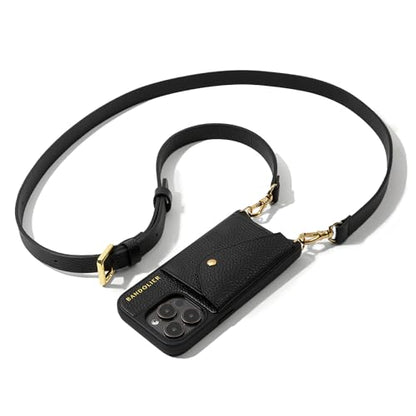 Bandolier Hailey Leather Crossbody Phone Case iPhone 16 Pro - Black/Gld - color: Black/Gold, size: iPhone 16 Pro