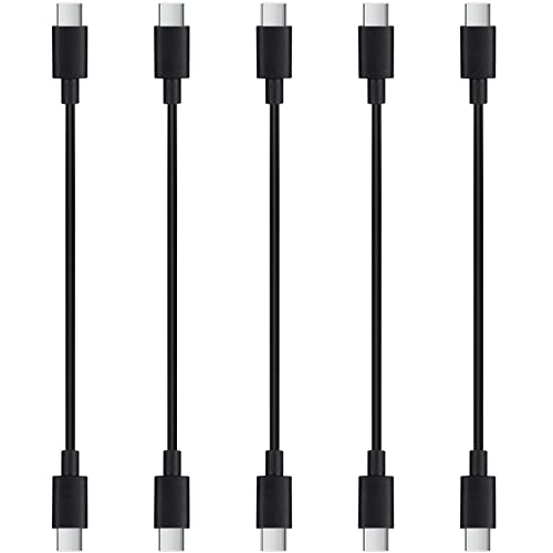 12-inch USB C to USB C Cable 5-Pack, Short USBc Cable for Charging Station - color: Black