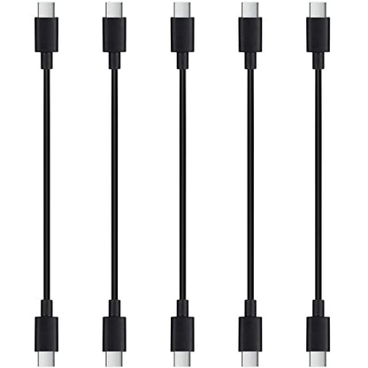12-inch USB C to USB C Cable 5-Pack, Short USBc Cable for Charging Station - color: Black