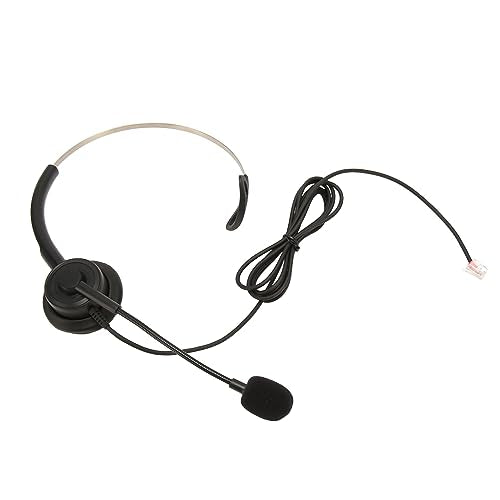 SUNGOOYUE Telephone Headset, Single Ear Wired Headphone with Noise Canceling Microphone and Adjustable Headband for Call Center Customer Service Office PC