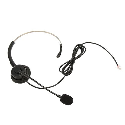 SUNGOOYUE Telephone Headset, Single Ear Wired Headphone with Noise Canceling Microphone and Adjustable Headband for Call Center Customer Service Office PC