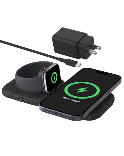 Belkin Qi2 15W Magnetic Wireless Travel Pad, 2 in 1 Foldable Charger - style: 2 in 1