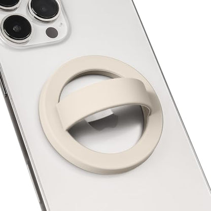 Magnetic Silicone Phone Grip,Comfy Finger Loop Grip Phone Holder,Strong Grip,Comfortable,Easy to Install and Remove,Compatible with Magsafe for iPhone 16/15/14/13/12 Series (White) - color: White