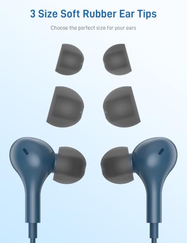 USB C Headphones for Apple/iPhone Duo 18 17 16 15 Wired Earbuds with Case - color: Lake Blue