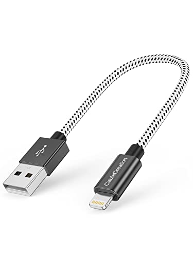 CableCreation 3Pack Short iPhone Charging Cable 6 Inch/0.5FT, MFi Certified - color: Black&White