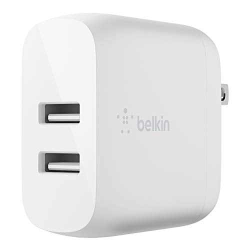 Belkin 24W Dual Port USB Wall Charger - Lightning Cable Included - iPhone Charger Fast Charging - USB Charger Block for Power Bank, iPhone 14, iPhone 13, iPhone 12, iPhone 11, iPad Pro, Samsung & more - size: 1.37 x 3.98 x 5.15 inches, style: Includes Lig