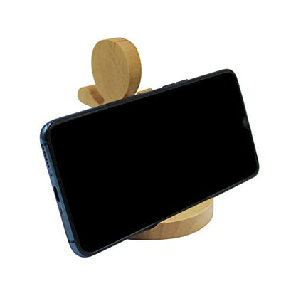 Cute Boy Cellphone Holder Stand Wooden Smartphone Desk Holder for All Mobile Phones Animal Phone Stand Desk Ornament - color: strong kid