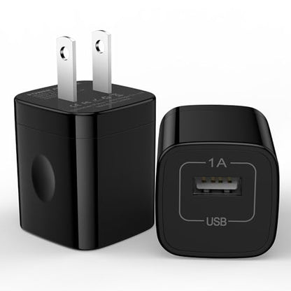 USB Charger Block,5V 1A Power Adapter Fast Charging Cube Box USB A Plug - color: Black
