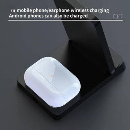 2 in 1 Dual Coil Magnetic Wireless Charger Stand Foldable Desktop Fast Charging Station for iPhone 17 16 15 14 13 12 for Airpods (White)