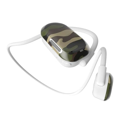 Purity Air Open Ear Headphones - True Air Conduction Wireless Bluetooth Open Ear Earbuds with Dual Mic for iPhone/Android - Secured Long Wearing Comfort, Sports Sweat Resistant (JECE162) - color: Jungle Camouflage
