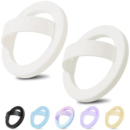 (2 Pack) Magnetic Finger Loop Grip for Magsafe, White & Sparkle White - color: White & Sparkle White