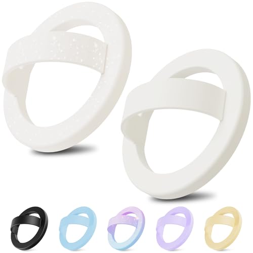 (2 Pack) Magnetic Finger Loop Grip for Magsafe, White & Sparkle White - color: White & Sparkle White