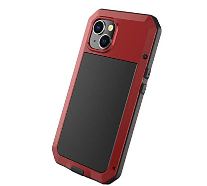 for iPhone 14 Case, 360 Full Body Protective Cover Heavy Duty Shockproof Tough Armour Aluminum Alloy Metal Case with Silicone Built-in Screen Protector for Apple iPhone 14 6.1 Inch - Red - color: Red