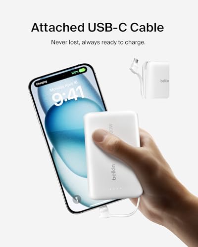 Belkin 10000mAh 20W USB C Power Bank, Portable Charger for iPhone & iPad - color: White, style: 10K mAh