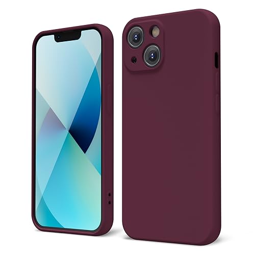 oakxco Designed for iPhone 13 Mini Phone Case Liquid Silicone, Cute Thin Slim Soft Rubber TPU Plain Smooth Gel Cover for Women Girl Aesthetic, Matte Solid Protective & Shockproof, Burgundy Plum Wine - color: Burgundy, size: 13 Mini
