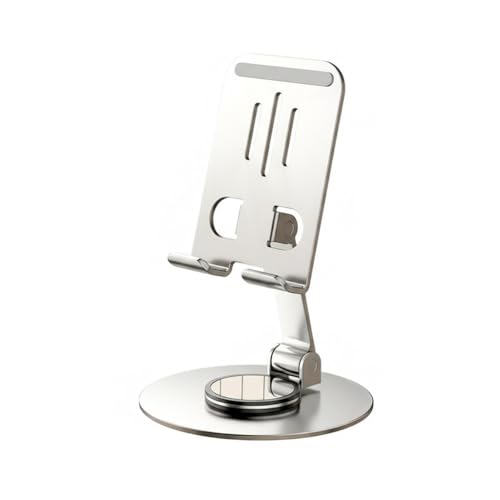 Universal Metal Cell Phone Stand, Multi-Angel Adjustable 360° Rotation Non-Slip Metal Phone Stents (Aurora Silver) - color: Aurora Silver