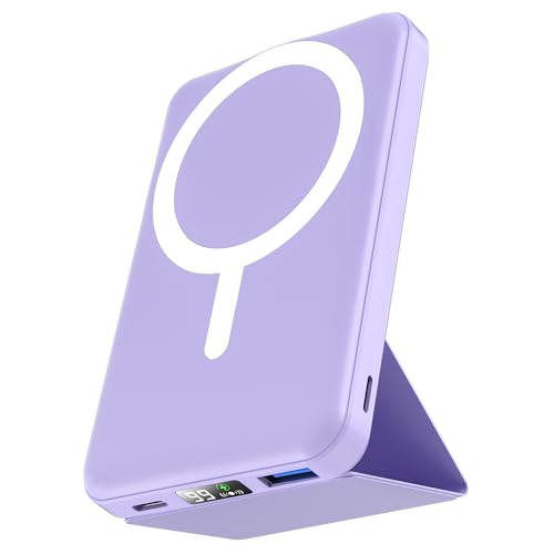 podoru for MagSafe Power Bank 10000 mAh, Foldable Magnetic Portable Charger - color: Light Purple