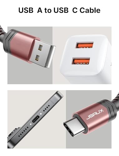 JSAUX USB to USB C Cable, USB C Cable for iPhone 17, 3-Pack (10+6.6+3.3FT) - color: Rose Gold, size: 3.3ft+6.6ft+10ft
