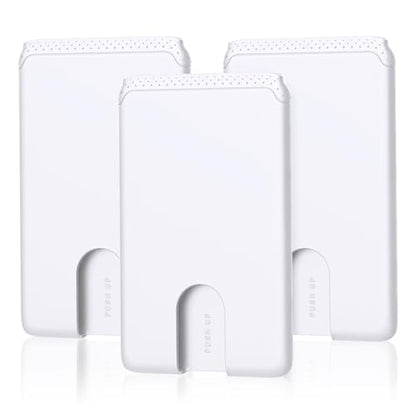 SHANSHUI Phone Card Holder, Silicone Ultra Slim Wallet Stick on Credit Card Holder for Cell Phone Compatible for iPhone, Android & Most Smartphones 3Pack White - color: White x3