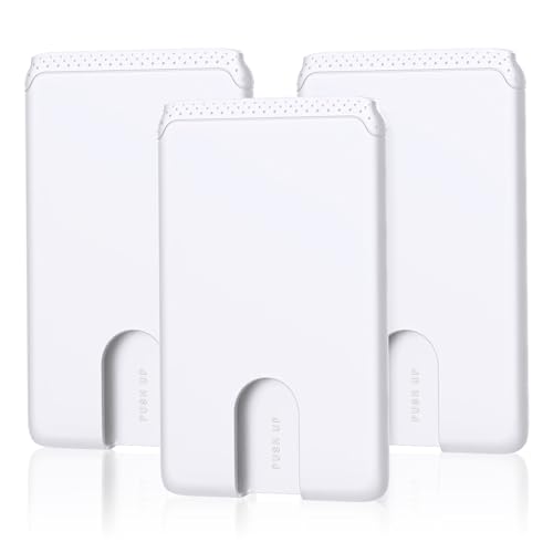 SHANSHUI Phone Card Holder, Silicone Ultra Slim Wallet Stick on Credit Card Holder for Cell Phone Compatible for iPhone, Android & Most Smartphones 3Pack White - color: White x3