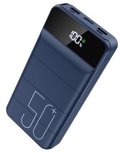 LOOPEAK Power Bank 50000mAh 22.5W Fast Charging Portable Charger, USB C Quick Charge with 3 Outputs & 2 Inputs, LED Display - color: Blue
