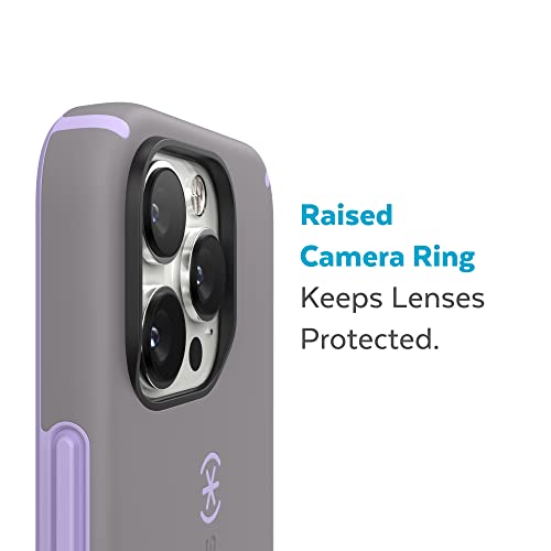 Speck Clear iPhone 14 Pro Max Case - Drop Protection with Scratch Resistant Dual Layer Slim Phone Case for 6.7 Inch iPhones 14 Pro Max - Anti-Yellowing & Anti-Fade Case - Amethyst Purple GemShell - color: Amethyst Purple/Clear